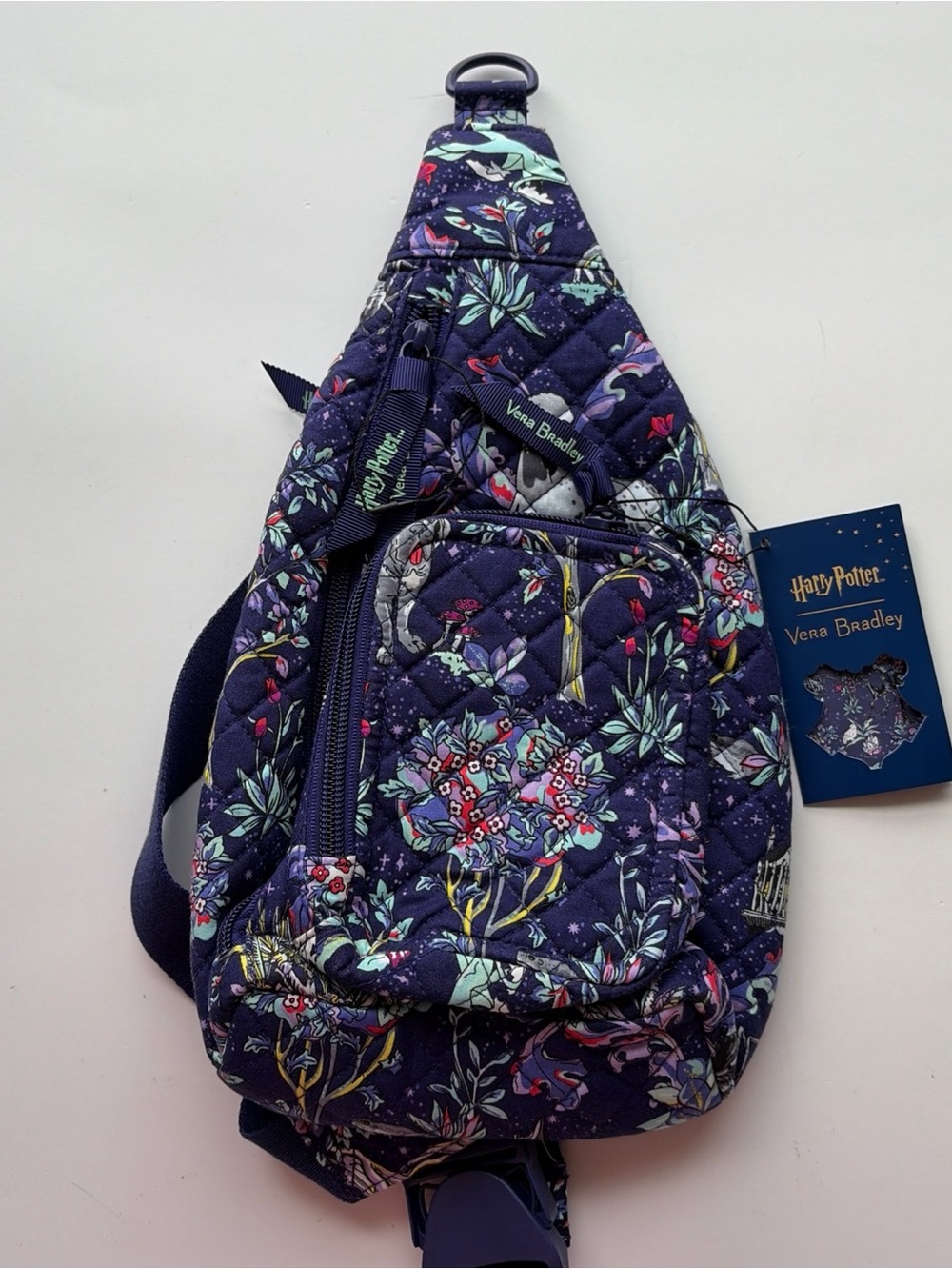 Vera Bradley Navy Floral Harry Potter Sling Backpack